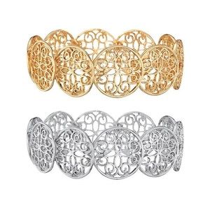 Filigree Stretch Bracelet Goldtone